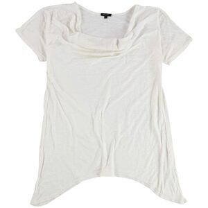 dirty violet Womens Burnout Cowl Neck Basic T-Shirt, White, NWT